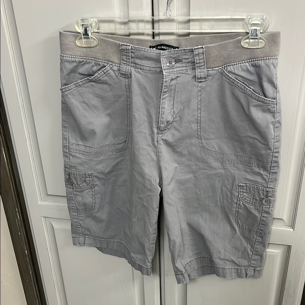 Gray Cargo Shorts with Relaxed Fit and Belt Loops